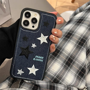 Y2K Aesthetic Denim Star iPhone Case