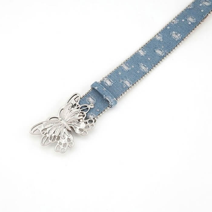 Y2K Butterfly Buckle Denim Belt