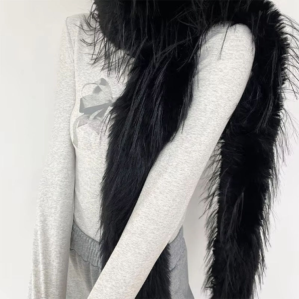 Y2K Faux Fur Long Fluffy Scarf